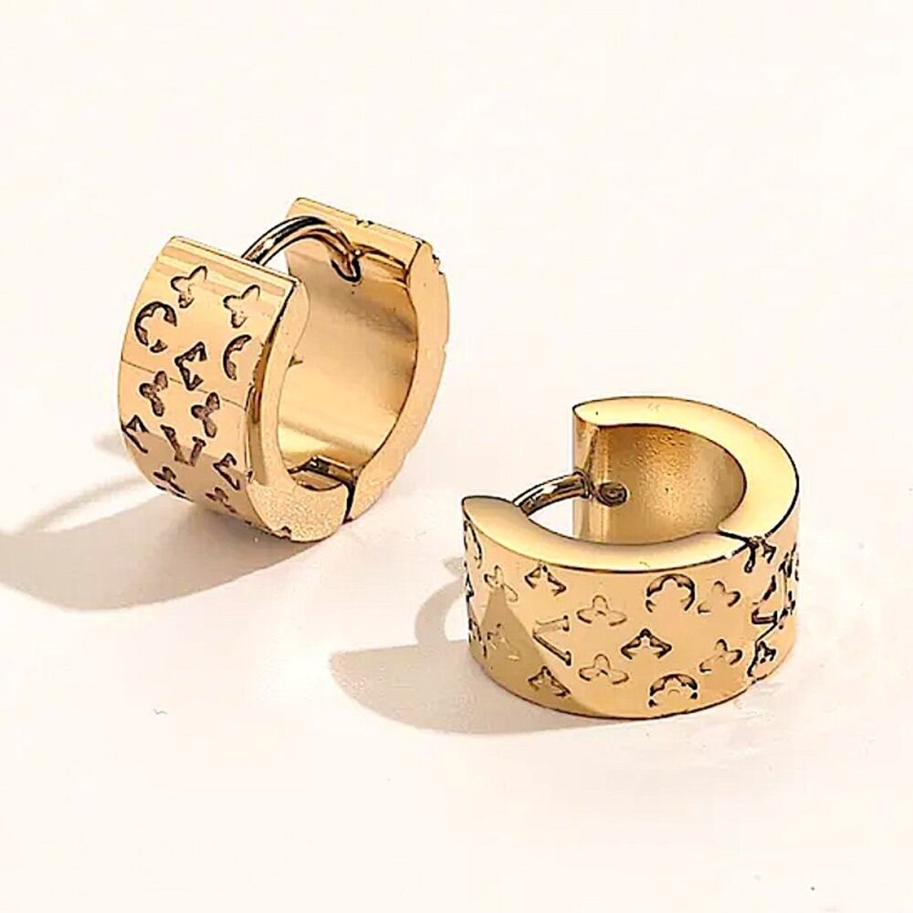 Rose Gold Plated Four Leaf Clover Hoop Luxury Huggies’ Minimalist Earrings